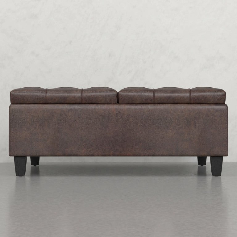 English Elm Redmont Tufted Vegan Leather Lift Top Storage Ottoman for Living Room Use B2732P605435