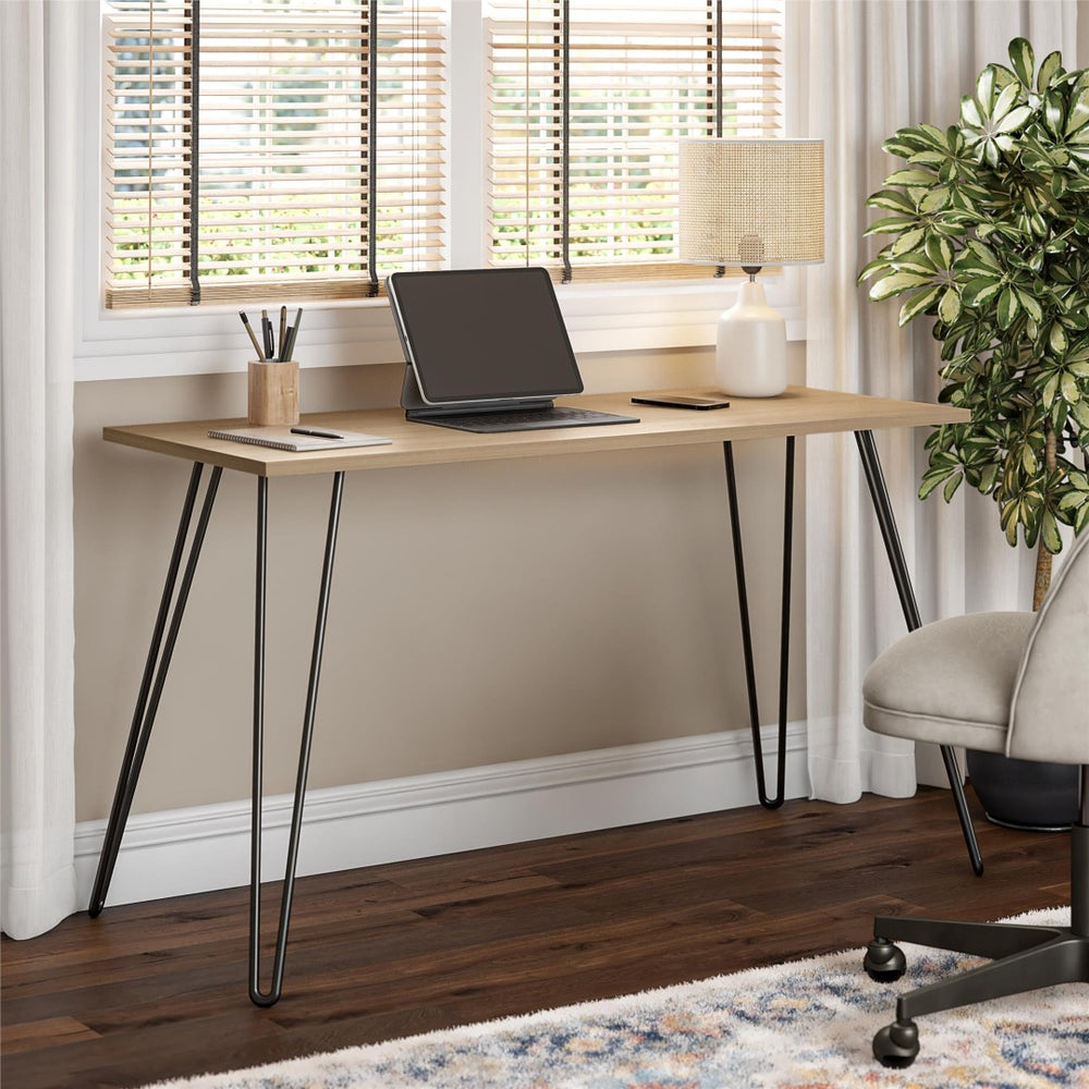English Elm Owen Hairpin Leg Writing Desk Engineered Wood Top for Home Office or Bedroom B2733P417365