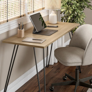 English Elm Owen Hairpin Leg Writing Desk Engineered Wood Top for Home Office or Bedroom B2733P417365