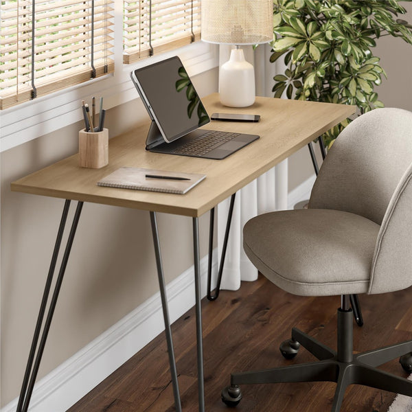 English Elm Owen Hairpin Leg Writing Desk Engineered Wood Top for Home Office or Bedroom B2733P417365