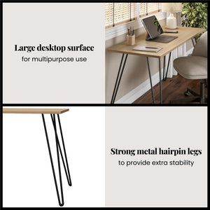 English Elm Owen Hairpin Leg Writing Desk Engineered Wood Top for Home Office or Bedroom B2733P417365