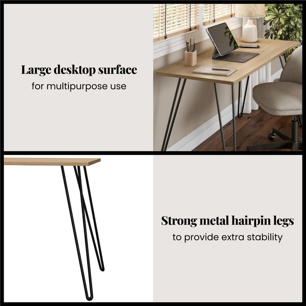 English Elm Owen Hairpin Leg Writing Desk Engineered Wood Top for Home Office or Bedroom B2733P417365