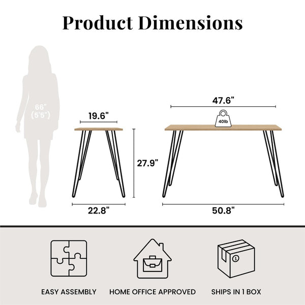 English Elm Owen Hairpin Leg Writing Desk Engineered Wood Top for Home Office or Bedroom B2733P417365