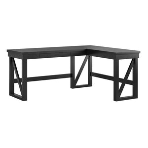 English Elm Crestwood L Shaped Lift Top Standing Desk with Drawer in Matte Black Mdf Finish B2733S00017