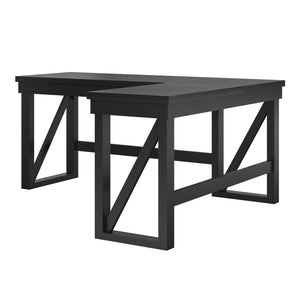 English Elm Crestwood L Shaped Lift Top Standing Desk with Drawer in Matte Black Mdf Finish B2733S00017