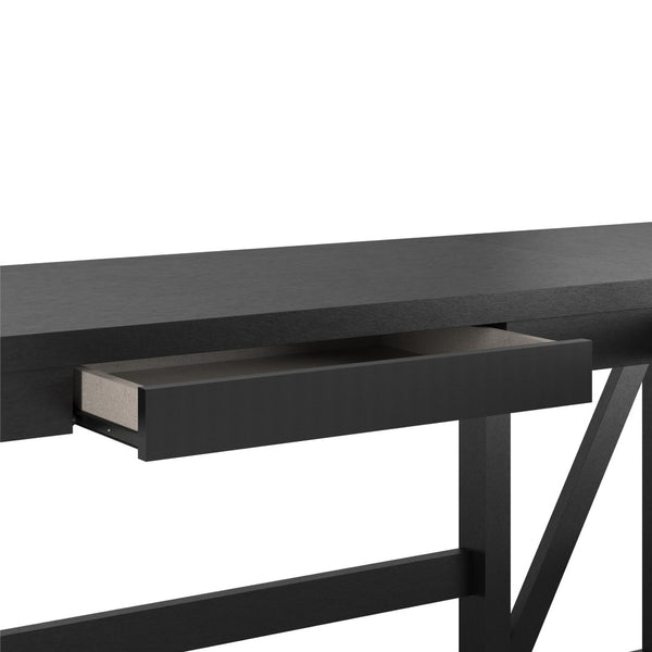 English Elm Crestwood L Shaped Lift Top Standing Desk with Drawer in Matte Black Mdf Finish B2733S00017