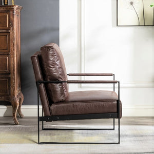 English Elm Classic Mid Century Modern Armchair Spotted Microfiber Upholstery Square Metal Frame Seating B2735P256730
