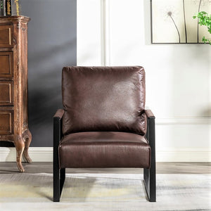 English Elm Classic Mid Century Modern Armchair Spotted Microfiber Upholstery Square Metal Frame Seating B2735P256730