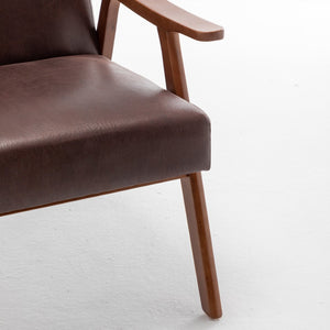 English Elm Accent Chair Microfiber Upholstered Solid Wood Legs Mid-century Modern Compact Seat B2735P256740