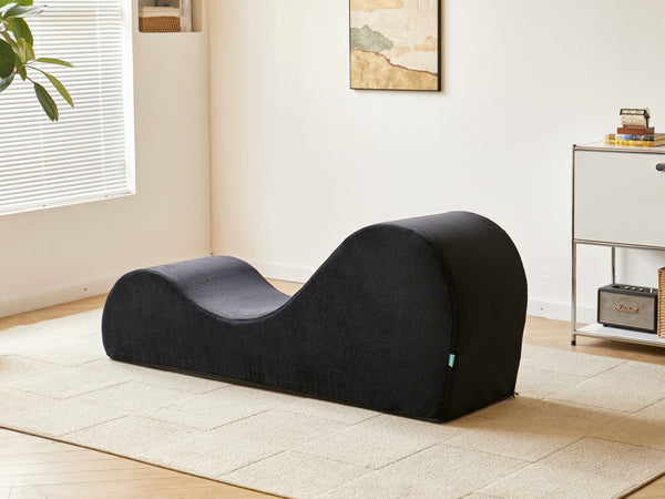 English Elm Solace Ergonomic Floor Chaise Lounge with High Density Foam and Washable Cover Black B2735P271012