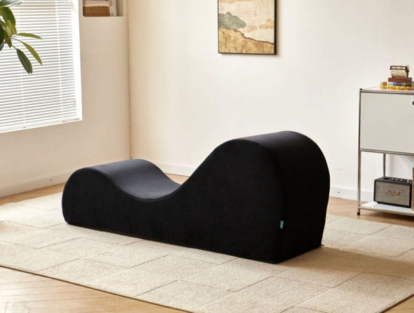 English Elm Solace Ergonomic Floor Chaise Lounge with High Density Foam and Washable Cover Black B2735P271012