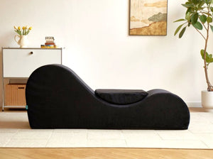 English Elm Solace Ergonomic Floor Chaise Lounge with High Density Foam and Washable Cover Black B2735P271012