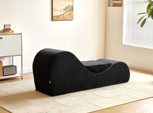 English Elm Solace Ergonomic Floor Chaise Lounge with High Density Foam and Washable Cover Black B2735P271012