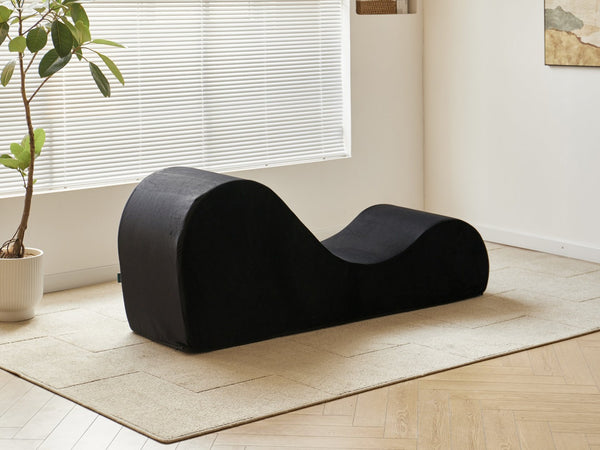 English Elm Solace Ergonomic Floor Chaise Lounge with High Density Foam and Washable Cover Black B2735P271012