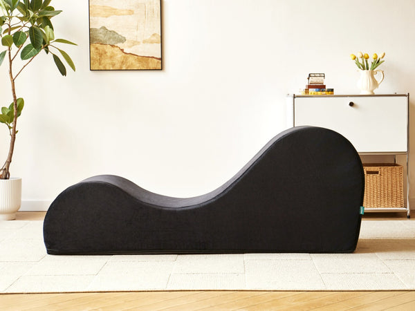 English Elm Solace Ergonomic Floor Chaise Lounge with High Density Foam and Washable Cover Black B2735P271012