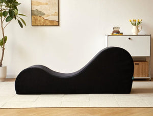 English Elm Solace Ergonomic Floor Chaise Lounge with High Density Foam and Washable Cover Black B2735P271012
