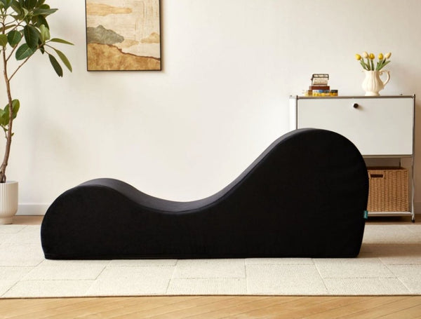 English Elm Solace Ergonomic Floor Chaise Lounge with High Density Foam and Washable Cover Black B2735P271012