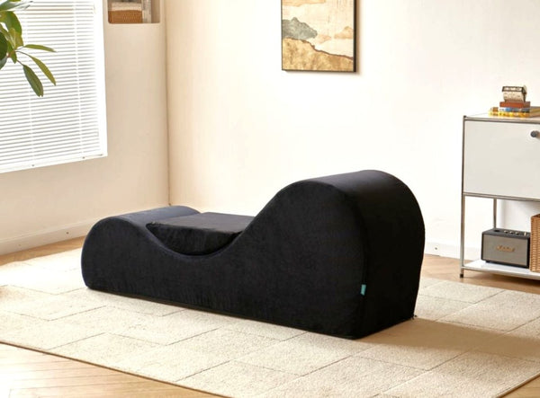 English Elm Solace Ergonomic Floor Chaise Lounge with High Density Foam and Washable Cover Black B2735P271012