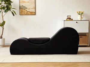 English Elm Solace Ergonomic Floor Chaise Lounge with High Density Foam and Washable Cover Black B2735P271012