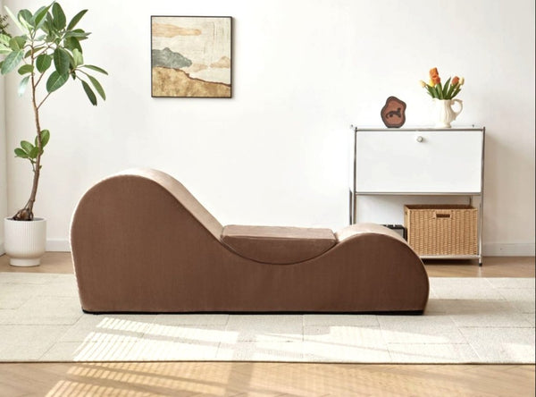 English Elm Solace Ergonomic Floor Chaise Lounge with High Density Foam and Washable Cover Brown B2735P271013