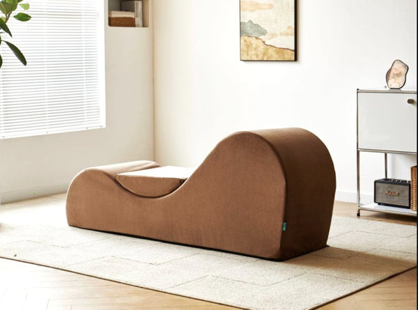 English Elm Solace Ergonomic Floor Chaise Lounge with High Density Foam and Washable Cover Brown B2735P271013