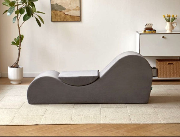 English Elm Solace Ergonomic Floor Chaise Lounge with High Density Foam and Washable Cover Grey B2735P271014