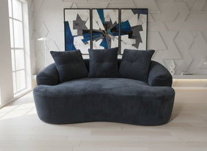 English Elm 65.35" Curved Compact Loveseat with Pocket Spring Upholstery for Studio Living Spaces Black B2735P477761