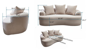 English Elm 65.35" Curved Compact Loveseat with Pocket Spring Upholstery for Studio Living Spaces Black B2735P477761