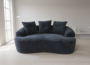 English Elm 65.35" Curved Compact Loveseat with Pocket Spring Upholstery for Studio Living Spaces Black B2735P477761