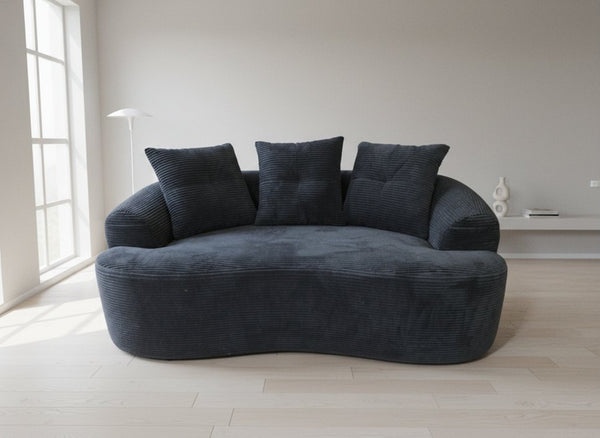 English Elm 65.35" Curved Compact Loveseat with Pocket Spring Upholstery for Studio Living Spaces Black B2735P477761