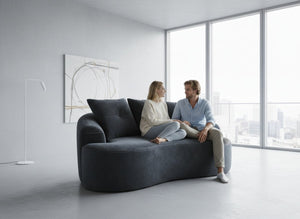 English Elm 65.35" Curved Compact Loveseat with Pocket Spring Upholstery for Studio Living Spaces Black B2735P477761