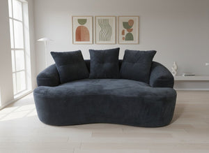 English Elm 65.35" Curved Compact Loveseat with Pocket Spring Upholstery for Studio Living Spaces Black B2735P477761
