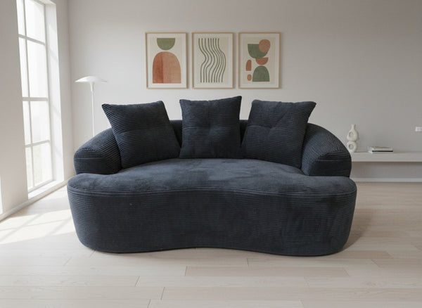 English Elm 65.35" Curved Compact Loveseat with Pocket Spring Upholstery for Studio Living Spaces Black B2735P477761