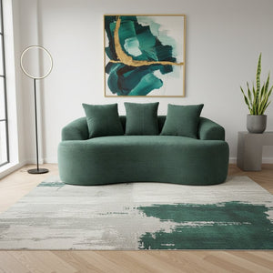 English Elm 65.35" Curved Compact Loveseat with Pocket Spring Upholstery for Studio Living Spaces Dark Green B2735P477762