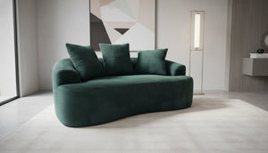 English Elm 65.35" Curved Compact Loveseat with Pocket Spring Upholstery for Studio Living Spaces Dark Green B2735P477762