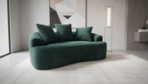 English Elm 65.35" Curved Compact Loveseat with Pocket Spring Upholstery for Studio Living Spaces Dark Green B2735P477762