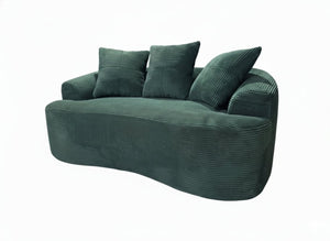 English Elm 65.35" Curved Compact Loveseat with Pocket Spring Upholstery for Studio Living Spaces Dark Green B2735P477762