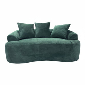 English Elm 65.35" Curved Compact Loveseat with Pocket Spring Upholstery for Studio Living Spaces Dark Green B2735P477762
