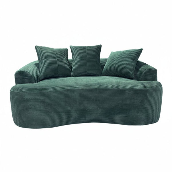 English Elm 65.35" Curved Compact Loveseat with Pocket Spring Upholstery for Studio Living Spaces Dark Green B2735P477762