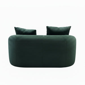 English Elm 65.35" Curved Compact Loveseat with Pocket Spring Upholstery for Studio Living Spaces Dark Green B2735P477762