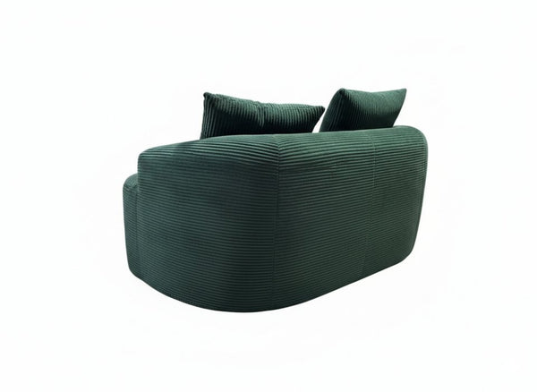 English Elm 65.35" Curved Compact Loveseat with Pocket Spring Upholstery for Studio Living Spaces Dark Green B2735P477762