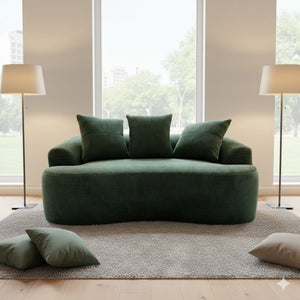 English Elm 65.35" Curved Compact Loveseat with Pocket Spring Upholstery for Studio Living Spaces Dark Green B2735P477762