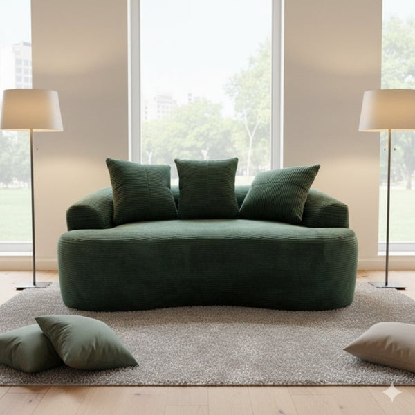 English Elm 65.35" Curved Compact Loveseat with Pocket Spring Upholstery for Studio Living Spaces Dark Green B2735P477762