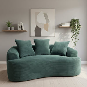 English Elm 65.35" Curved Compact Loveseat with Pocket Spring Upholstery for Studio Living Spaces Dark Green B2735P477762