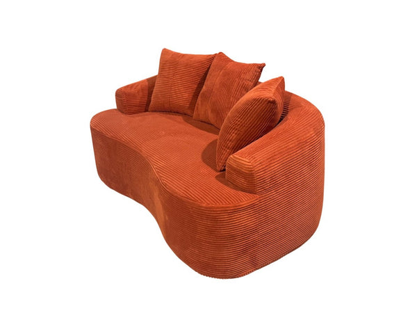 English Elm 65.35" Curved Compact Loveseat with Pocket Spring Upholstery for Studio Living Spaces Orange-Red B2735P477763