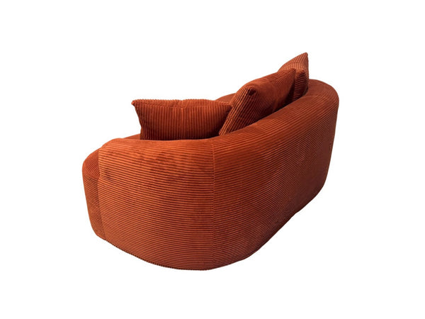 English Elm 65.35" Curved Compact Loveseat with Pocket Spring Upholstery for Studio Living Spaces Orange-Red B2735P477763