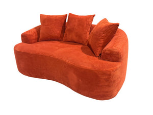 English Elm 65.35" Curved Compact Loveseat with Pocket Spring Upholstery for Studio Living Spaces Orange-Red B2735P477763