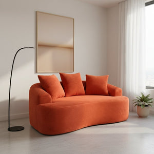 English Elm 65.35" Curved Compact Loveseat with Pocket Spring Upholstery for Studio Living Spaces Orange-Red B2735P477763