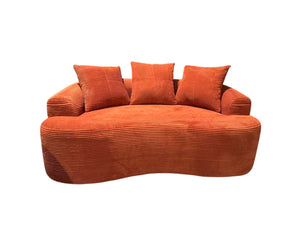 English Elm 65.35" Curved Compact Loveseat with Pocket Spring Upholstery for Studio Living Spaces Orange-Red B2735P477763