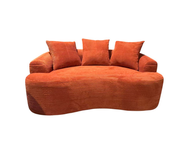 English Elm 65.35" Curved Compact Loveseat with Pocket Spring Upholstery for Studio Living Spaces Orange-Red B2735P477763